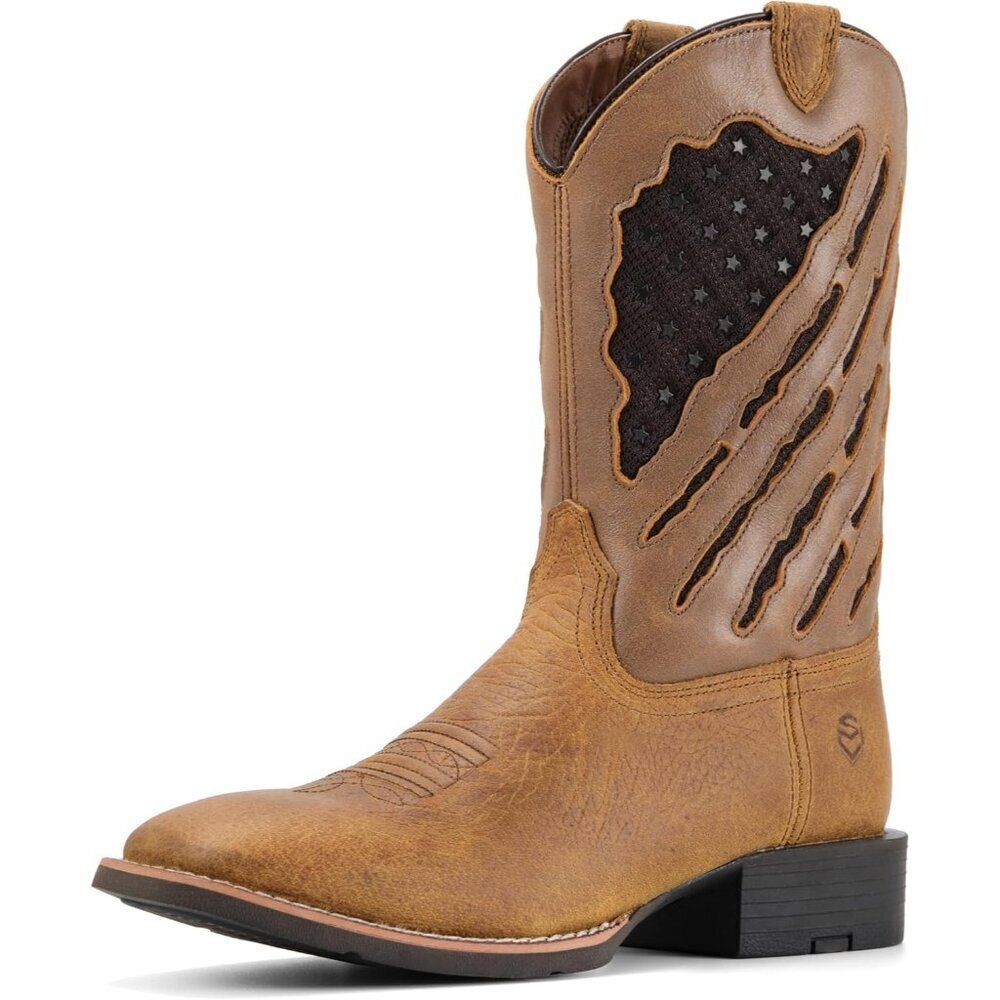 Men’s Faithful Brown Square Toe Leather Durable 10-inch Pull-on Wellington Boots